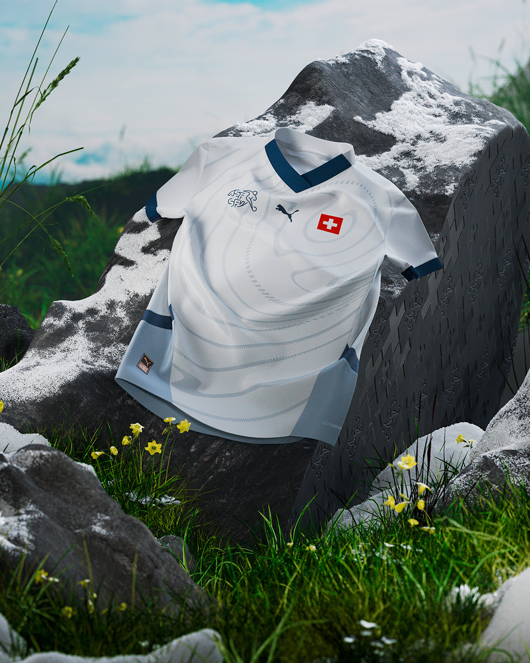 Front of the Switzerland Women 2025 away football shirt