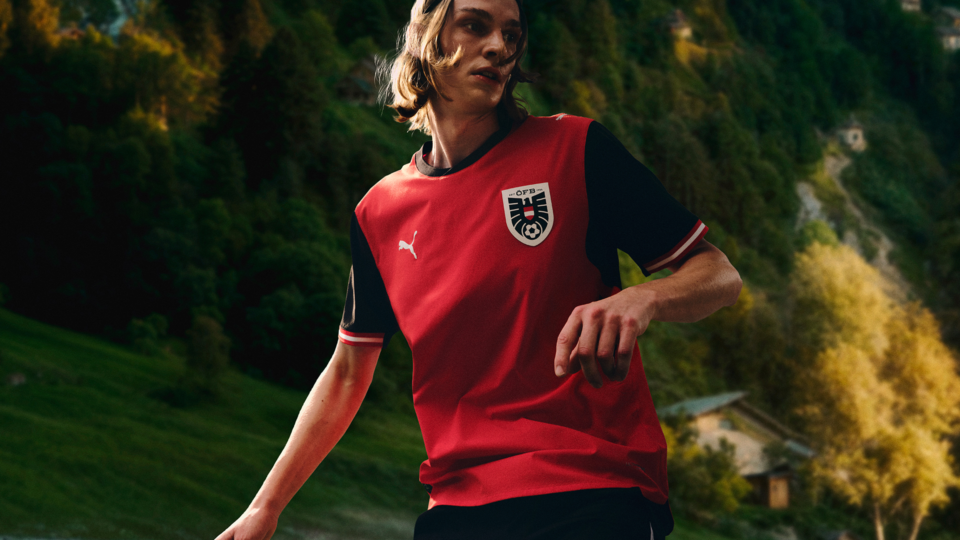 Front of the Austria 2026 home football shirt